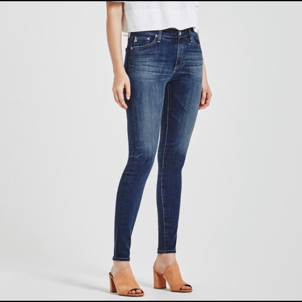 AG Adriano Goldschmied Dark Wash High Rise The Farrah Skinny Ankle Jeans
